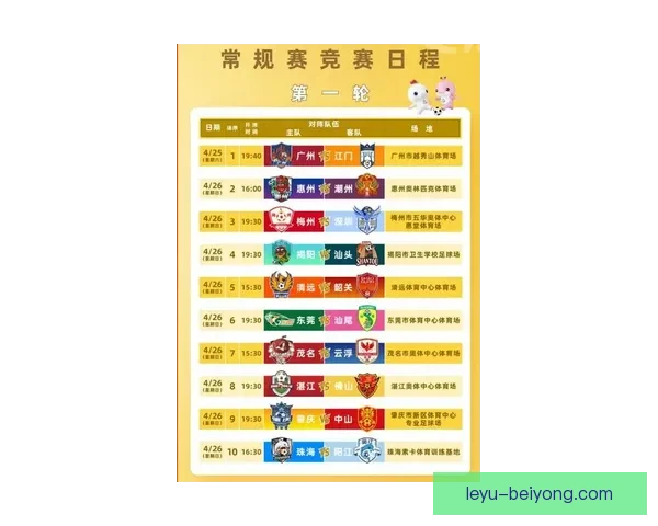 广东超级联赛最新赛程公布全队对阵与时间安排详情解读
